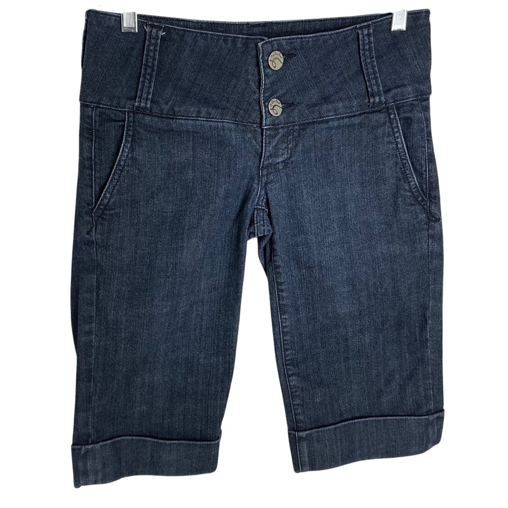 See Thru‎ Soul Womens Dark Wash Denim Bermuda Shorts Cuffed Size 27 TB896B3JAT